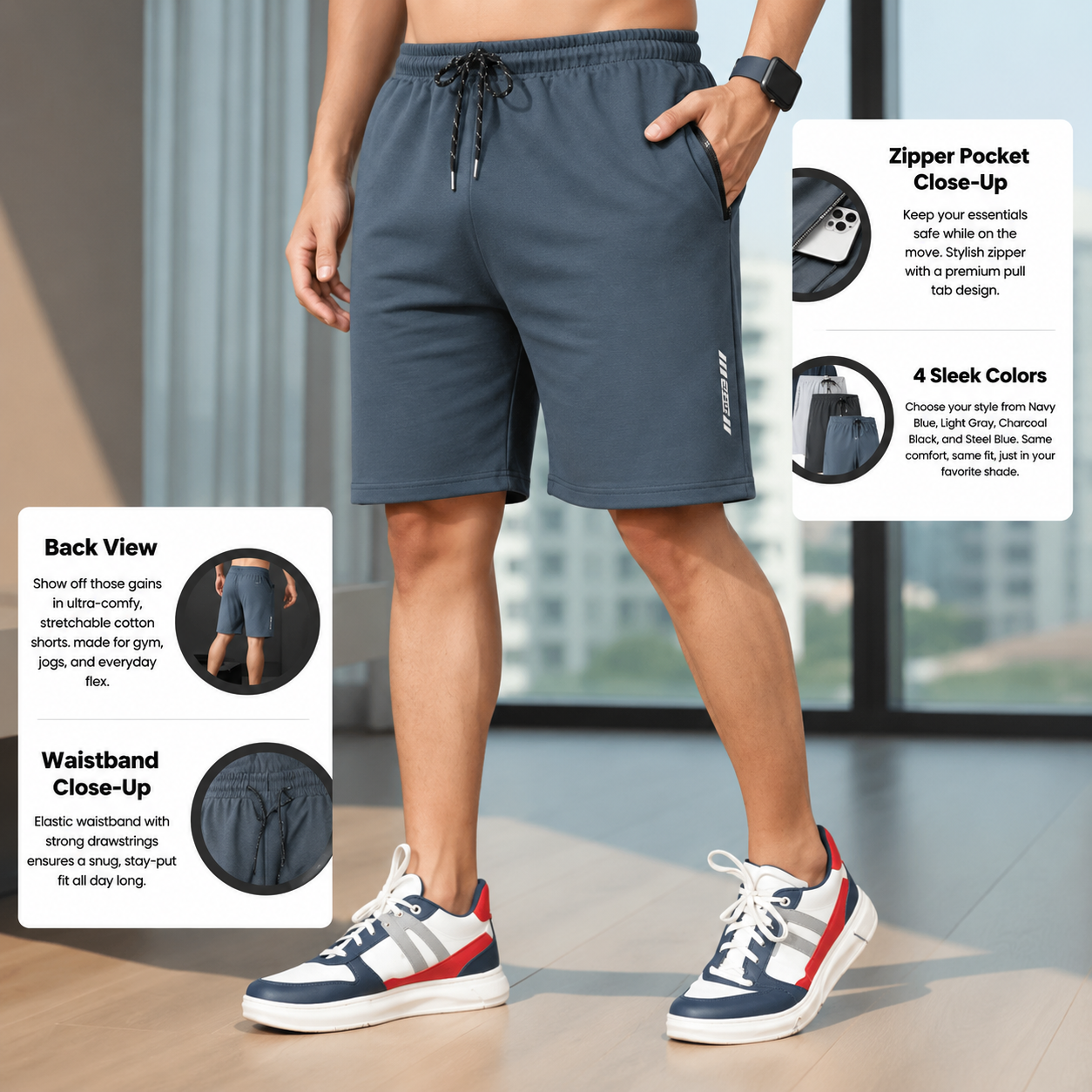 Men’s Premium High-Quality Stretchable Shorts | Pack of 4